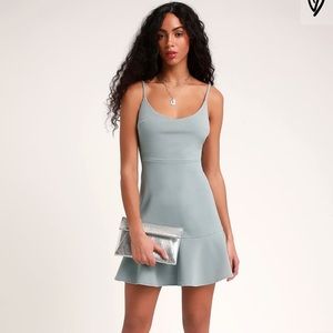 Lulus State Blue “Flounce” hem mini dress